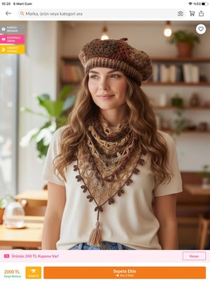 Megahan Boutique Megahan Boutıque Bohem Renklı Bere Boyunluk Takım