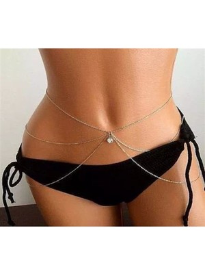 Özbience Şık Taş Detaylı Fantezi Bel Zinciri, Zarif ve Modern Tasarım