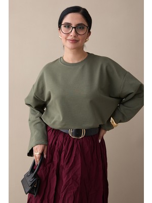 inStyle Oversize Geniş Kol Haki Sweat