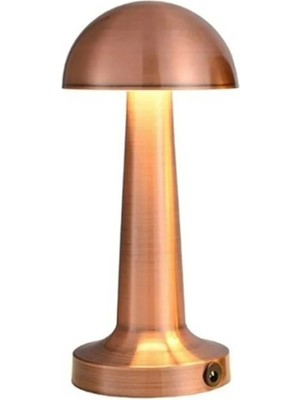 Allians Şarjlı Ledli Lizbon Masa Lambası, 3 Renk Işık, Bakır Renkli Abajur