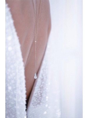 Özbience Kristal Detaylı Gümüş Kaplama Sırt Zinciri, Şık Vücut Aksesuarı