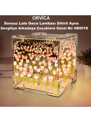 Allians 3D Sonsuz Lale Gece Lambası, Sihirli Ayna Işıklı, Öğrenci, Hediye