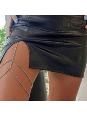 Özbience Şık Ikili Zincir Bacak Aksesuarı, Gümüş Renk Leg Chain Set