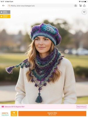 Megahan Boutique Megahan Boutıque Bohem Renklı Bere Boyunluk Takım