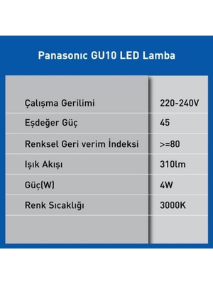 Allians LED GU10 4W Sıcak Beyaz Işık 310LM 3000K Parlak ve Enerji Verimli