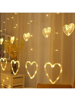 Oktay Sesal Gün Işığı LED Işıklı Perde Işık Eklemeli 220 Volt Gün Işığı Salkım LED Işık Kalpli Salkım LED Işık