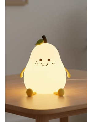 Allians Renkli ve Yumuşak Dokulu Armut Figürlü Pofuduk LED Gece Lambası
