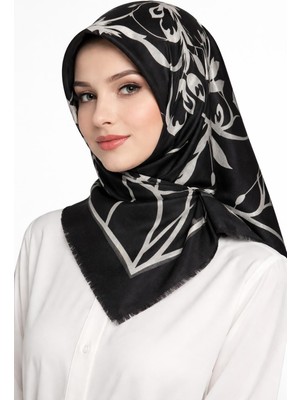 Sinem Emprime Koton Eşarp -  Siyah / BEYAZ-6292-15