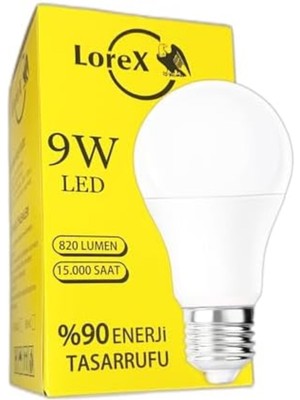 Allians Enerji Tasarruflu 9W LED Ampul, Uzun Ömürlü ve Parlak Aydınlatma