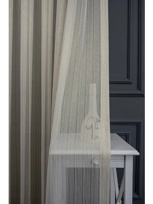 Farbateks Altın Gold Renk Sim Çelik Tarz Tasarım Tül 3kat Pilei Tül Perde