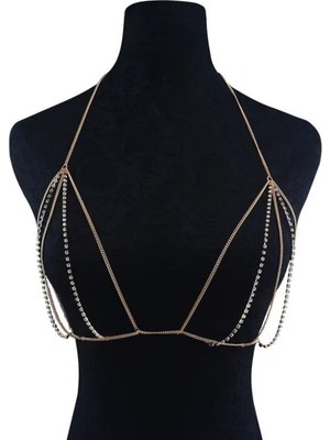 Özbience Parlak Taşlı Zincir Sütyen ve Vücut Zinciri, Şık ve Feminen Tasarım