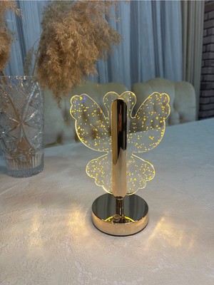 Allians Şarjlı Kablosuz Kelebek Masa Lambası, Dokunmatik, 3 Renk Led, Modern Tasarım