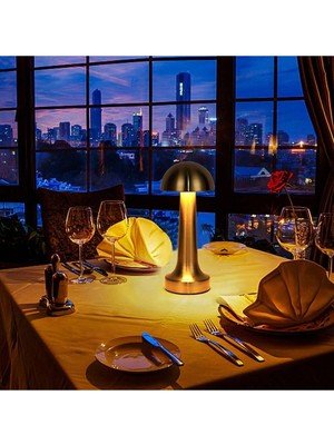 Allians Şık Mantar Masa Lambası, Kablosuz Şarj ve Dokunmatik LED Işık