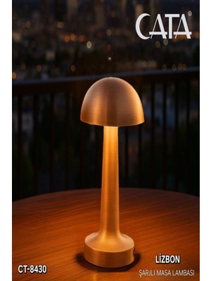 Allians Yanma Modlu Mantar Masa Lambası, Bakır Renk, Şık ve Modern Tasarım