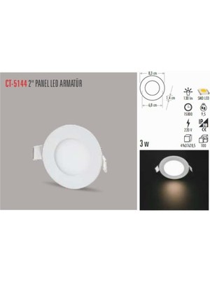 Allians Slim Yuvarlak Panel LED Spot 3W 3000K Beyaz Gövde, Modern ve Şık Tasarım