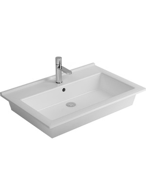 Newarc Silver Slim Tezgâh Üstü Batarya Delikli Beyaz Lavabo 55X45 cm 501055 (SLM.L055)