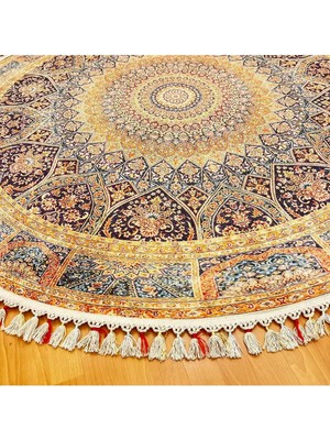 Mevlana Bazaar Mandala Desenli 200 x 200 Baskı Halı
