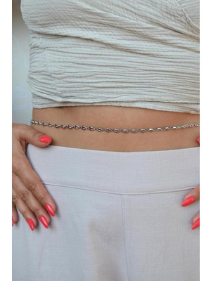 Özbience Şık Çelik Bel Zinciri Uzun Kolye, Zarif ve Dayanıklı Tasarım