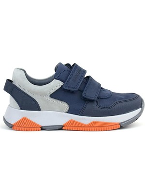 Ortopedikal 3880 Rakerplus Hakiki Deri Gri-Koyulacivert Çocuk Sneakers Spor Ayakkabı Cırtlı