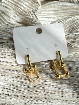 Xuping Kadın Gold Renk Zirkon Taşlı Modern Geçmeli Küpe