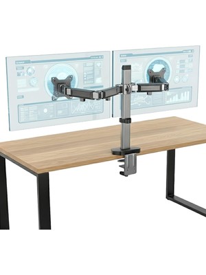 Storemax Hepsifursell Npo STD55024S 17"-32" Ikili Ergonomik Monitör Kolu, Geniş Eğim (+70°), 360 Pivot Vesa Stand Tutucu (2X9KG)