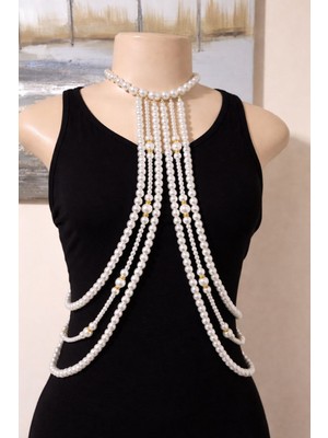 Özbience Beyaz Incili Kadın Vücut Aksesuarı, Şıklık ve Zarafet Için Tasarlandı