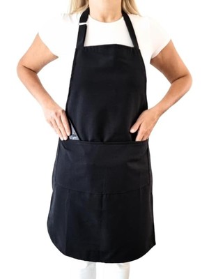 Storemax Hepsifursell Mutfak Önlüğü Su Geçirmez Şef Önlüğü 2 Geniş Cepli Barista Önlüğü Önlük Siyah