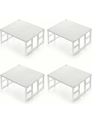 Storemax Hepsifursell 4'lü Dolap Içi Düzenleyici Raf - Mutfak Dolabı ve Tezgah Üstü Raf Yükseltici - Tabak, Bardak ve Baharat Organizeri - Beyaz