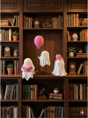 Allians Sevimli Işıklı Hayalet Biblo Seti, Okuma Köşesi ve Masa Üstü Dekorasyonu