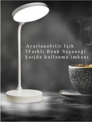 Allians Dokunmatik Masa Lambası, Şarjlı, Dimlenebilir, Beyaz, Şık ve Pratik Aydınlatma