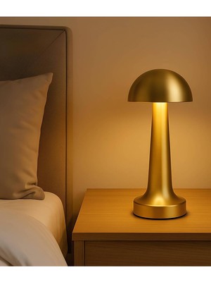 Allians Şık Mantar Tasarımlı Kablosuz LED Masa Lambası, 3 Renk, Şarjlı, Dokunmatik