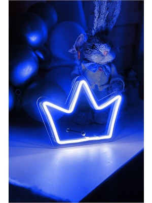 Allians Neon LED Işıklı Çocuk Odası Tablosu, Kral Tacı Şeklinde, 20X15 cm