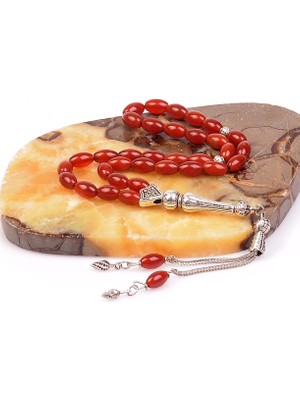 Taş Sandığı Arpa Kesim Akik Taşı Tesbih ( 6*9 mm )