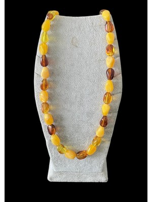 Özbience Doğal Kehribar Unisex Uzun Kolye, 60CM Şık Takı Seçeneği