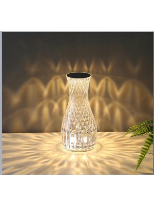 Allians Şarjlı Gül Kristal Elmas Masa Lambası, Dokunmatik, 3 Renkli, Romantik LED