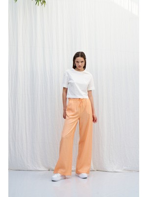 Kadın Ip Bağlamalı Bol Paça Rahat Kesim Somon Pantolon NAAR81248-SOMON