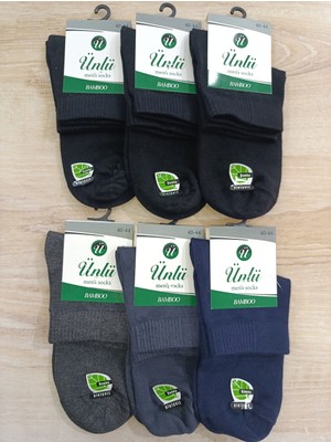 Ünlü Çorap Erkek Çorap Bambu Yarım Konç 6 Çift