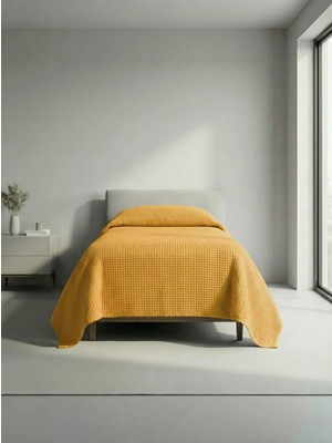 Sofline Premium %100 Pamuk Tek Kişilik Yazlık Pike, Yatak Örtüsü, Terletmez Kumaş(PUDRA RENK) (160x240cm)