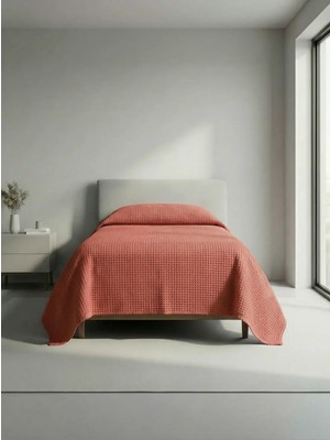 Sofline Premium %100 Pamuk Tek Kişilik Yazlık Pike, Yatak Örtüsü, Terletmez Kumaş(PUDRA RENK) (160x240cm)