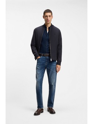 Boss Erkek Regular Fit Fermuarlı Pamuklu Uzun Kollu Lacivert Ceket 50557853-404