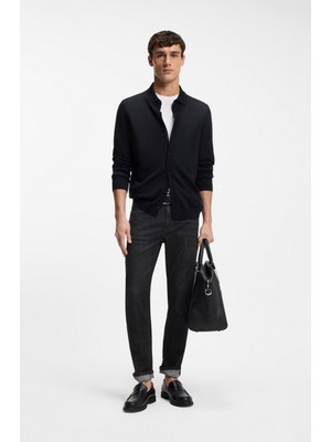Boss Erkek Dar Kalıp Düz Paça Pamuklu Esnek Denim Siyah Jeans 50555219-008