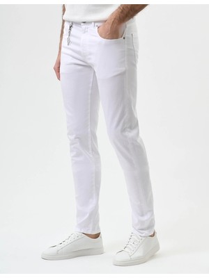 Paul & Shark Erkek Dar Kesim Pamuklu Denim Beyaz Pantolon 99314017-010
