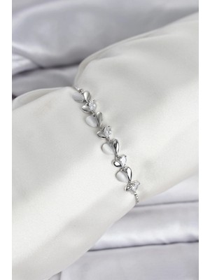 Alvo Store Buğz Gümüş Renk Zirkon Taşlı Sıralı Damla Model Asansörlü Kadın Bileklik
