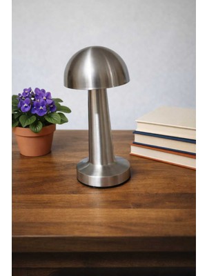 Allians Modern Taşınabilir LED Mantar Masa Lambası, Dokunmatik, Şarjlı ve 3 Renk Seçeneği