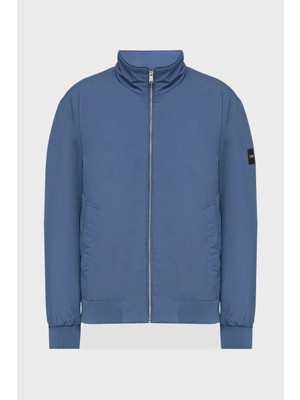 Boss Erkek Yüksek Yaka Regular Fit Fermuarlı Iç Cepli Uzun Kollu Mavi Ceket 50553625-468