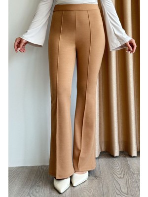 inStyle Yüksek Bel Ispanyol Paça Camel Palazzo Pantolon