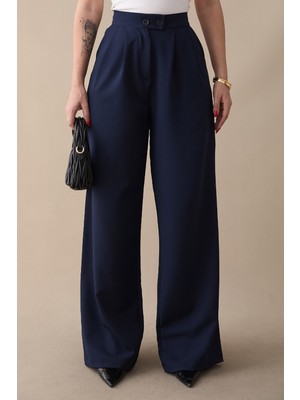 inStyle Çift Düğmeli Bol Paça Lacivert Pantolon