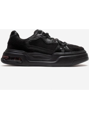 Marcomen Erkek Kalın Taban Bağcıklı Spor Ayakkabı Gerçek Deri Mc 23266 Siyah