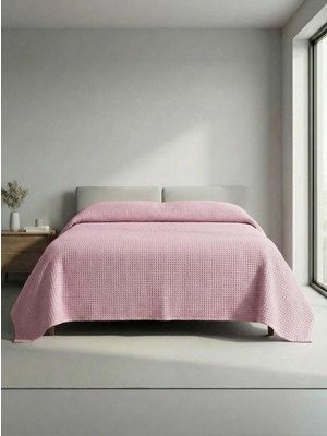 Sofline Premium %100 Pamuk Çift Kişilik Yazlık Pike, Yatak Örtüsü,terletmez Kumaş(PUDRA RENK) (240X200CM)