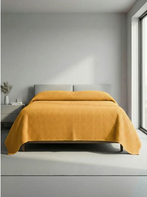 Sofline Premium %100 Pamuk Çift Kişilik Yazlık Pike, Yatak Örtüsü,terletmez Kumaş(PUDRA RENK) (240X200CM)
